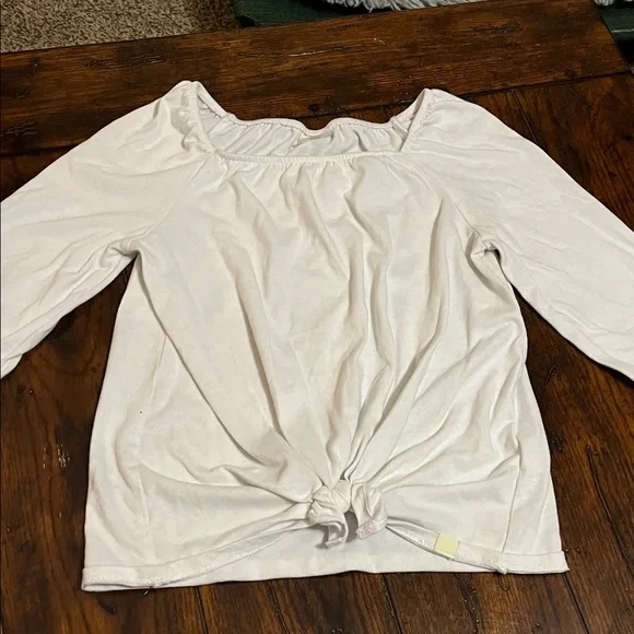 Abercrombie Kids Cream Long Sleeve Tee with Knot - Picture 1 of 6